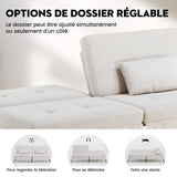 COMHOMA Canapé-lit avec Fonction de Couchage - Housse futon Convertible - Canapé d'angle - Canapé d'invité 3 Places - avec Dossier réglable en Velours côtelé Beige