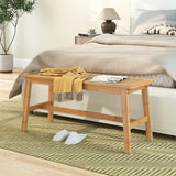 RELAX4LIFE Banc Chaussures Entrée 100 CM en Rotin, Banc Salle à Manger en Bambou Amana Cannage avec Tissé à la Main, Banquette, Bout de Lit pour Entrée Cuisine Salon Chambre Naturel