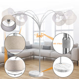 Monzana Lampe à arc Lin socle en marbre abat-jour réglable 150-175 cm interrupteur pied E27 salon lampe à arc lampe sur pied