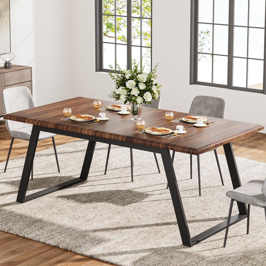 Tribesigns Grande Table à Manger pour 6 Personnes, Grande Table de Cuisine en Bois de160cm, Table Salle à Manger rectangulaire avec Pieds en métal pour Salle à Manger, Cuisine (Marron/Noir) Tribesigns Grande Table à Manger pour 6 Personnes, Grande Table de Cuisine en Bois de160cm, Table Salle à Manger rectangulaire avec Pieds en métal pour Salle à Manger, Cuisine (Marron/Noir)