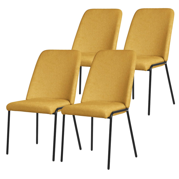 ML-Design Lot de 4 Chaises de Salle à Manger, Moutarde en Polyester avec Pieds Métalliques, Dossier Ergonomique, Assise Rembourrée, Sièges Confortables pour Cuisine et Salon, Design Moderne Élégant