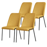 ML-Design Lot de 4 Chaises de Salle à Manger, Moutarde en Polyester avec Pieds Métalliques, Dossier Ergonomique, Assise Rembourrée, Sièges Confortables pour Cuisine et Salon, Design Moderne Élégant