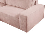 Vente-unique - Canapé d'angle Gauche Convertible en Velours côtelé Rose poudré Amelia