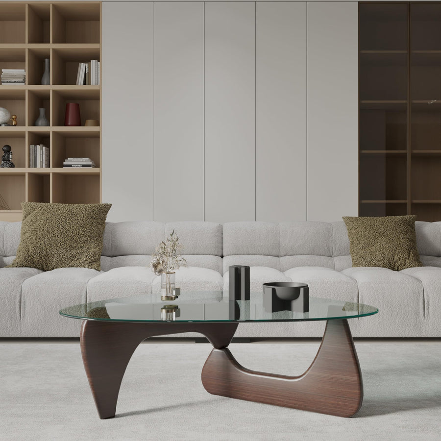 EVKA-Venux Table basse ronde, table basse pour le salon, table basse de 105 cm-75 cm-40 cm, table basse en verre trempé, table basse avec pieds en bois, noyer (châtaignier X) EVKA-Venux Table basse ronde, table basse pour le salon, table basse de 105 cm-75 cm-40 cm, table basse en verre trempé, table basse avec pieds en bois, noyer (châtaignier X)