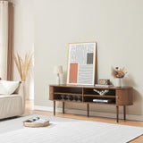 [en.casa] Meuble TV Support Télé avec 2 Étagères Réglables en Hauteur et 2 Portes 2 Coulissantes Stable Élégant Salon Chambre Moderne Panneau de Particules 166 x 40 x 55 cm Effet Noyer