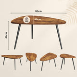 WLIVE Table Basse Salon Triangulaire aux Coins Arrondis - 85x48x46 cm, Porte jusqu'à 25kg, Bois Marron Foncé - Design Moderne et Sécuritaire, Facile à Assembler