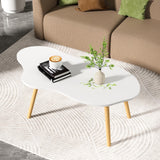 Yokawe Table basse moderne en forme de nuage pour salon, petite table centrale avec 4 pieds, pour espaces compacts et décoration du milieu du siècle, blanche, 80 cm