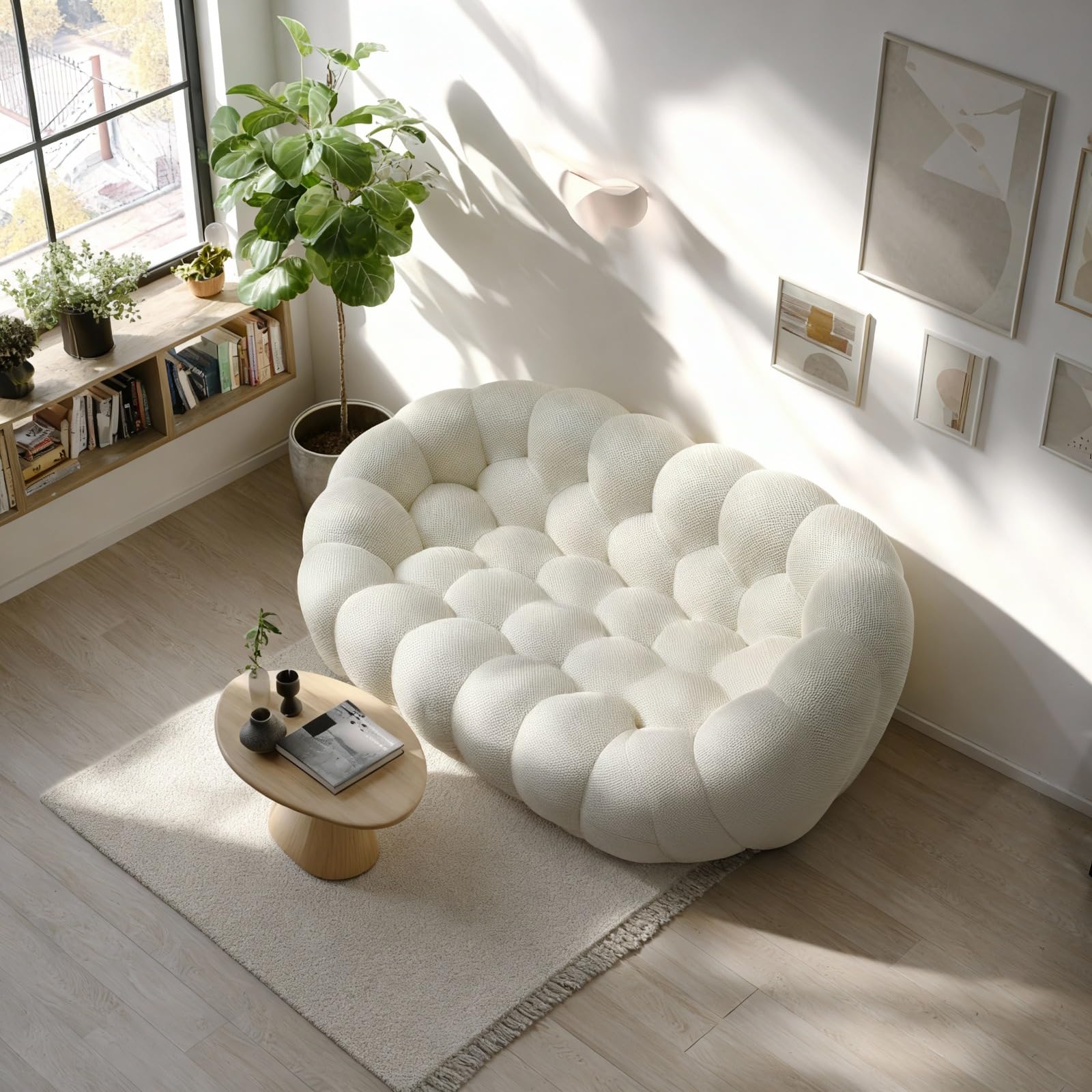 Canapé Compressé Modulable 3 Places En Tissu Chenille - Blanc - Canapé Canapé Compressé Modulable 3 Places En Tissu Chenille - Blanc - Canapé
