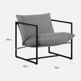 ZINUS Aidan Fauteuil d’exception style suspendu, avec structure en métal et coussins remplis de flocons de mousse, Montage facile sans outils,Fauteuil livré dans une boîte compacte, Gris clair