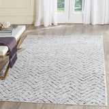 Safavieh Tapis Chevron pour Salon, Salle à Manger, Chambre à Coucher - Collection Adirondack - Poils Courts - Ivoire et Anthracite - 155 x 229 cm