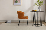 Chaise de salle à manger de luxe en velours avec fonction pivotante et pieds en métal Orange
