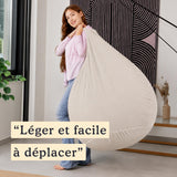bananair - Pouf Poire Velours Côtelé, Housse Lavable, 80x70 cm, Beige