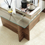 Emob - Table Basse Locelso | Verre trempé | Noyer