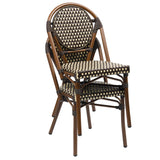 METRO Professional Chaise de terrasse NEUVILLE, Aluminium/rotin PE, 45 x 55 x 88 cm, empilable, Marron/Beige