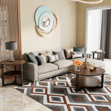 MODERION KFZ-1336 Table de salon ronde, table basse, table basse double couche, table de loisirs en bois massif, style naturel minimaliste, 85 x 85 x 45,5 cm (marron)