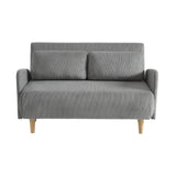 sweeek - Canapé Convertible 2 Places scandinave Velours côtelé Gris Clair - Panam - Pieds Bois. Banquette. Dossier inclinable