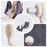 SUNWAY Chaise hamac avec repose-pieds réglable et appuie-tête - Tissu matelassé et barre d'écartement en acier - Capacité de 158,8 kg - Chaise suspendue avec accoudoirs en bois pour porche/jardin