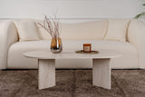 Hanah Home Élégante Table à café, Travertine, 119 x 39,8 x 60 cm, 100% mélamine, épaisseur 18 mm, Design élégant en marbre pour espaces de Vie Modernes