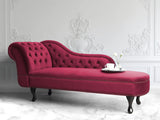 Chaise Longue Côté Gauche Méridienne en Velours Rouge Glamour Elégant Salon Nimes