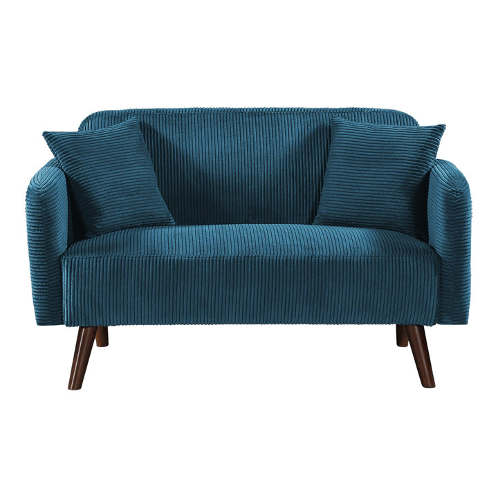 [en.casa] Canapé 2 Places Confortable avec 2 Coussins Sofa Rembourré avec Accoudoir Excellente Stabilité Capacité de Charge 320 kg Salon Chambre à Coucher Velours Côtelé 132 x 70 x 80 cm Bleu