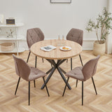 BenyLed Table Ronde avec Pieds Robustes en Forme de X, 100cm*100cm*76.5cm pour Cuisine, Petit Espace, Appartement (Grain de Bois Clair)