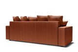 BAÏTA Canapé Droit Alma 3 Places Convertible en Velours côtelé Terracotta