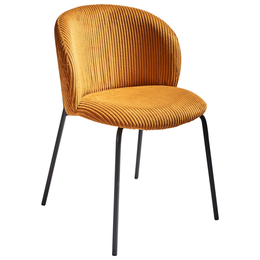 Beliani Lot de 2 Chaises en Velours Côtelé de Salle à Manger Pieds en Fer Dossier Arrondi Rembourré Orange Miles