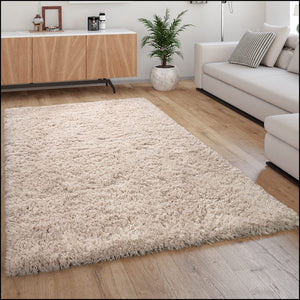 Paco Home Tapis Poils Hauts Moelleux Moderne Shaggy Style Flokati Confortable Uni Beige, Dimension:160x230 cm