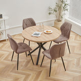 BenyLed Table Ronde avec Pieds Robustes en Forme de X, 100cm*100cm*76.5cm pour Cuisine, Petit Espace, Appartement (Grain de Bois Clair)