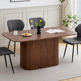 BenyLed Table à Manger Rectangulaire de 160 cm pour 4 à 6 Personnes, Table de Cuisine Moderne avec Piétement à Lattes en Bois pour la Maison, Le Restaurant, Le Bureau, etc. (Noyer)