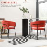 HOMCOM Lot de 2 chaises de Salle à Manger Chaise de Cuisine Pieds en Acier, Assise rembourrée, pour Salle à Manger, Salon, Cuisine, dim. 57L x 53l x 73H cm Orange