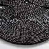 THE PIKKU INTERNATIONAL Tapis rond tressé à la main en jute - Tapis rustique pour salon, couloir, couloir, noir, 80 x 80 cm
