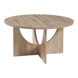[en.casa] Table Basse de Salon avec Plateau Rond Table d'Appoint Style Intemporel Bout de Canapé pour Salle de Séjour Chambre Bureau Panneau de Particules 80 x 42 cm Effet Chêne