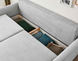 Lisa Design - Canapé Convertible avec Coffre Dan en Velours Côtelé - Canapé Lit - Sofa Gris Clair 3 Places - Salon