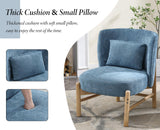 chairus Fauteuil Relax Salon avec Oreiller Lombaire Chaise de Salon en Chenille Fauteuil Scandinave sans Accoudoirs pour Salle à Manger, Bureau, Chambre (Bleu)