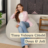 bananair - Pouf Poire Velours Côtelé, Housse Lavable, 80x70 cm, Beige