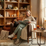 CLP Fauteuil Rembourre en Velours cotele Kioni avec accoudoirs, Fauteuil Bergere Jusqu a 150 kg, Fauteuil Relax et TV pour Salon Couleur:Marron foncé