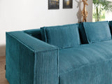 Lisa Design - Canapé d'angle Droit - Stella en Velours Côtelé - Sofa Bleu Canard 4 Places - Salon