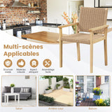 COSTWAY Ensemble de 2 Chaises de Jardin avec Cadre en Bois Massif, Chaises de Salle à Manger pour Patio avec Siège en Corde Tressée, Chaises d'Extérieur pour Balcon, Porche, Salon