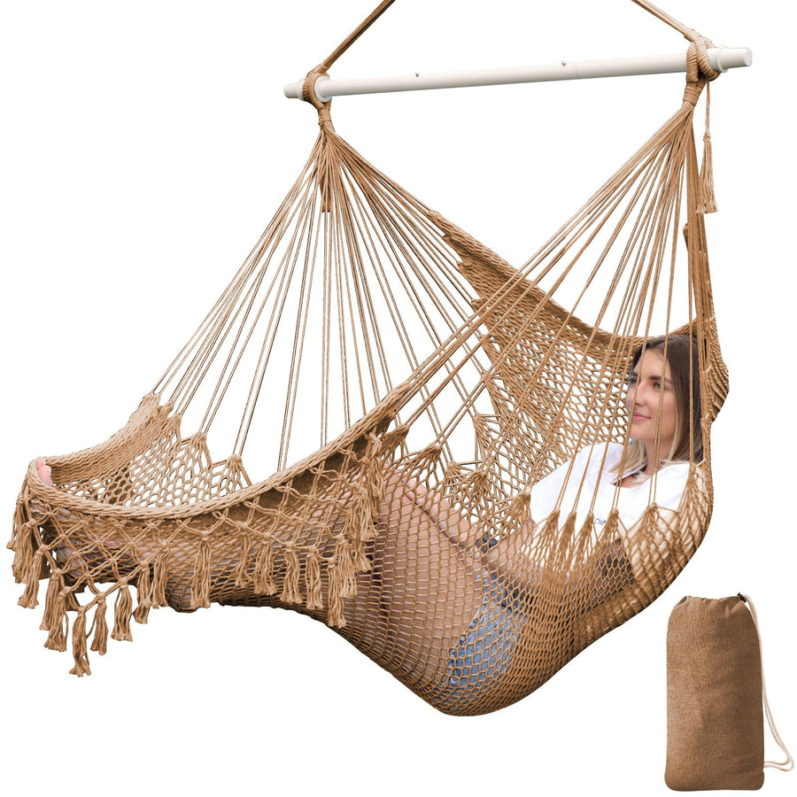 Chihee Sièges Suspendus Chaise Hamac Chaise Suspendue Très Grand Chaise en Coton tissé Doux,Barre d Chihee Sièges Suspendus Chaise Hamac Chaise Suspendue Très Grand Chaise en Coton tissé Doux,Barre d'écartement en métal Solide et Pliable Chaise balançoire en Dentelle à siège Large et Extensible