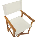 2 Chaises Fauteuils Metteur en Scène Pliantes en Bois Acacia Clair avec Accoudoirs et Assise Blanc Cassé Idéales pour Jardin Boho et Rétro Beliani