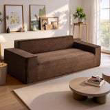 VEVOR Canapé Moderne 2110 mm, canapé Nuage Confortable en Velours côtelé avec assises Profondes, Grand Sofa de Salon Moelleux avec Larges accoudoirs, pour Chambre, Appartement et Bureau, Marron