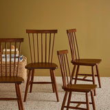 sweeek - Lot de 4 chaises Noyer à barreaux en Bois d'hévéa. Romie. L 50.8 x P 44.2 x H 90cm.