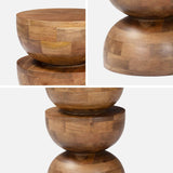 sweeek - Table d'appoint. Bout de canapé. Table de Chevet. Tabouret en Bois de manguier. Noyer. Sita. Ø30 x H 45cm