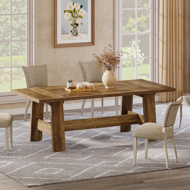 Tribesigns Grande table de salle à manger rectangulaire pour 6 à 8 cm, table de cuisine rustique avec cadre robuste, meubles de salle à manger rectangulaires pour salon, cuisine Tribesigns Grande table de salle à manger rectangulaire pour 6 à 8 cm, table de cuisine rustique avec cadre robuste, meubles de salle à manger rectangulaires pour salon, cuisine