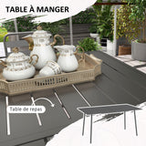 Outsunny Salon de Jardin extérieur Ensemble Salle à Manger de Jardin 7 pièces avec 1 Table et 6 chaises empilables en Acier Gris