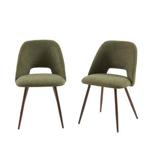BAÏTA Lot de 2 chaises Elisabeth Tissu Vert Pieds Effet chêne
