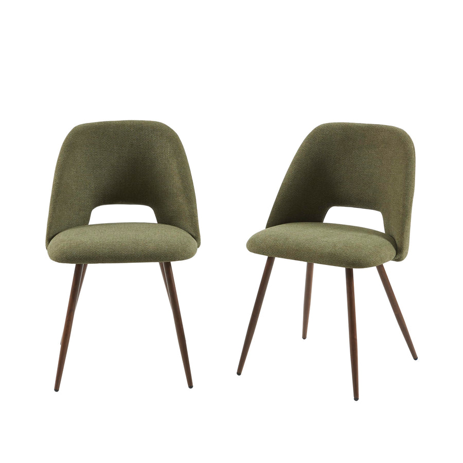 BAÏTA Lot de 2 chaises Elisabeth Tissu Vert Pieds Effet chêne