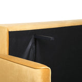 Canapé Lit en Velours Jaune avec Rangement 3 Places Coussins Déhoussables Eksjo