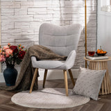 MEUBLE COSY Lot de 2 Fauteuil de Salon Chambre Scandinave Chaise Coiffeuse avec Accoudoirs et Assise Épais Pied Bois Massif Rembourré en Tissu Gris